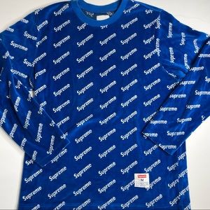 Supreme FW17 Velour Diagonal Logo L/S Top